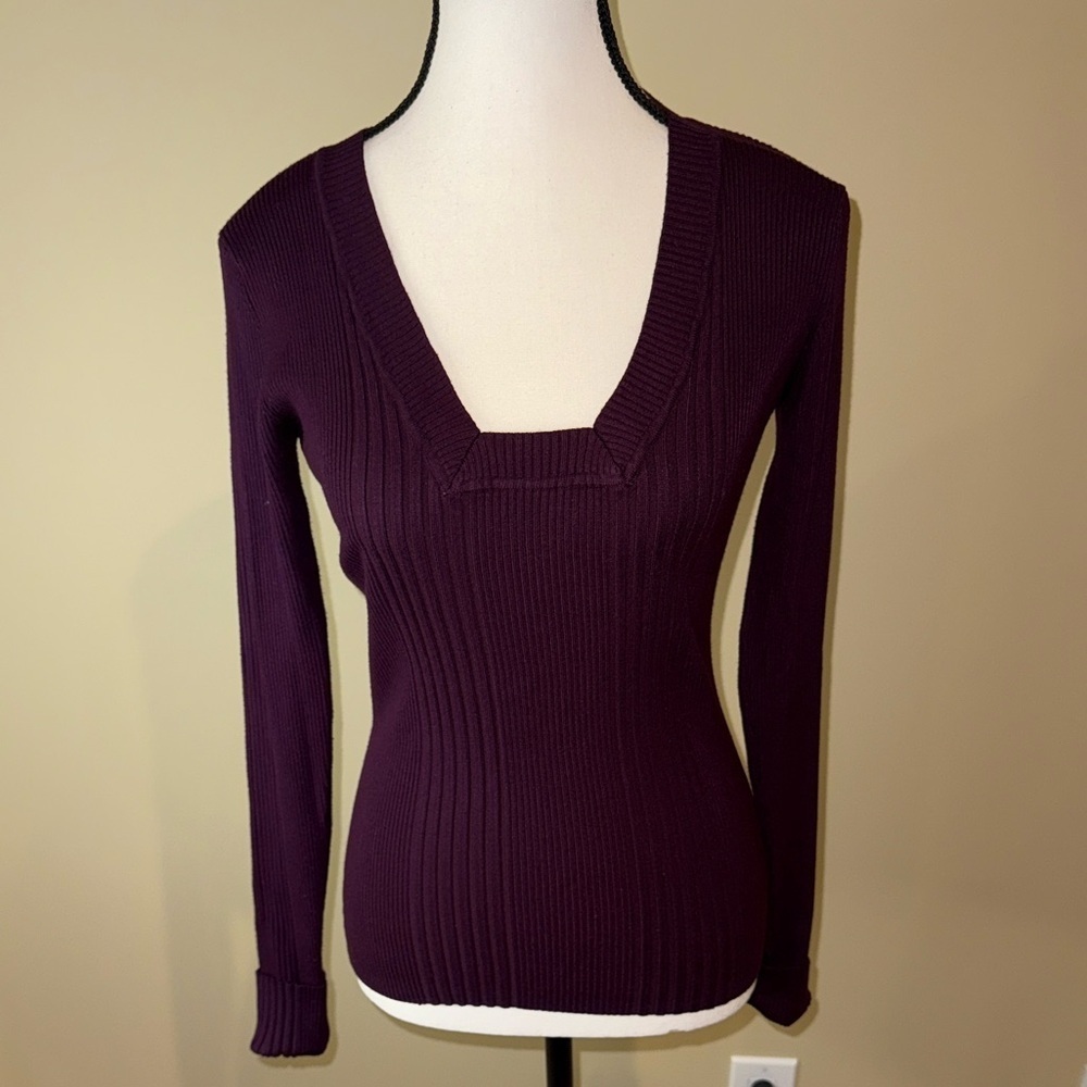 Majora Sweater Deep Purple Ribbed Knit Cuffed Sleeves Women’s Sz M